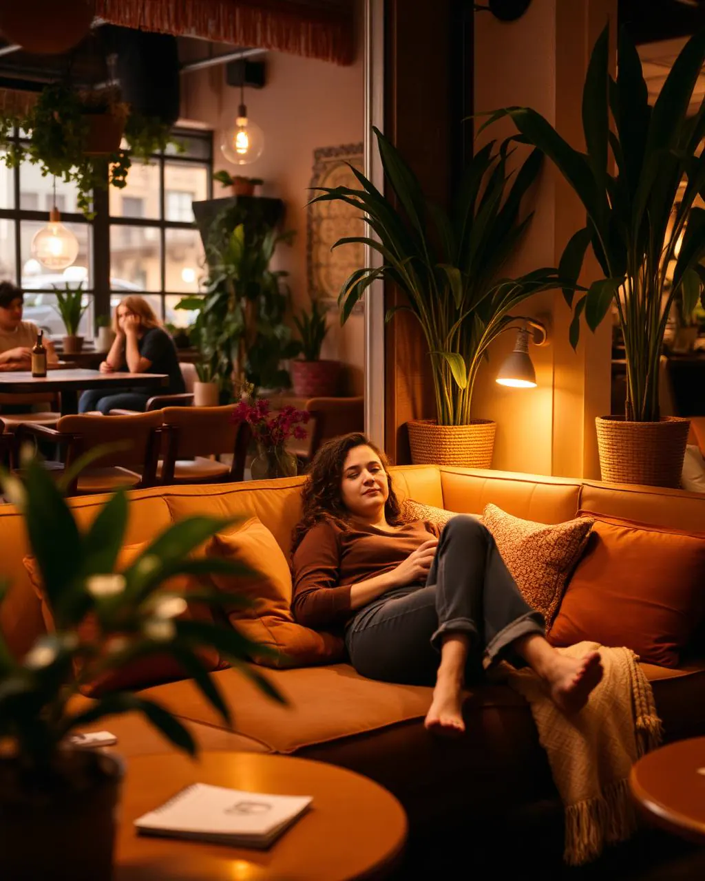 Canapé confortable dans une lumière tamisée